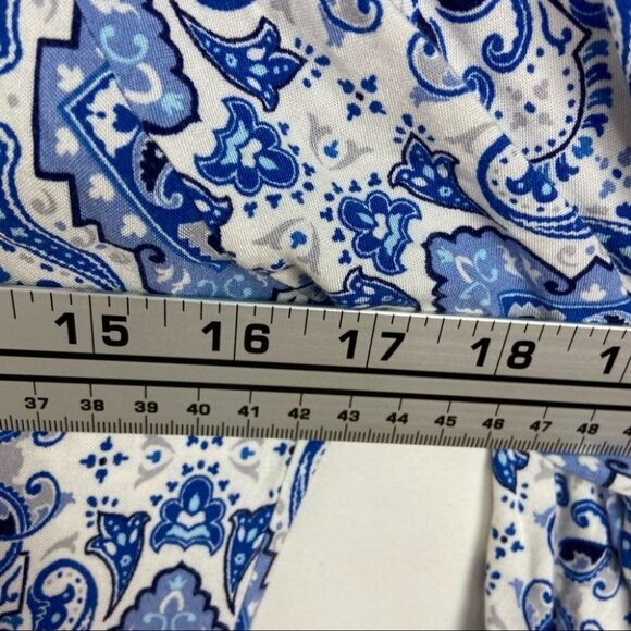 Anthropologie Paisley Print Romper Long Sleeves Blue White Bohemian XS Elevenses - Picture 10 of 16